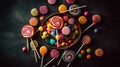 a bowl filled with lots of colorful lollipops Royalty Free Stock Photo