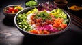 A bowl filled with lots of different types of food