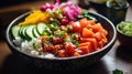 A bowl filled with lots of different types of food