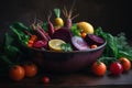 a bowl filled with lots of different types of veggies