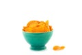 Bowl filled with red pepper potato chips Royalty Free Stock Photo