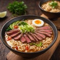 Savory Bowl of Ramen With Meat and Vegetables