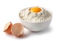 Bowl of flour and egg yolk Royalty Free Stock Photo