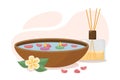 Bowl with flowers for SPA vector concept
