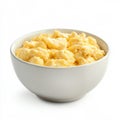 A bowl of fluffy scrambled eggs, isolated on a white background, Royalty Free Stock Photo