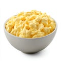 A bowl of fluffy scrambled eggs, isolated on a white background, Royalty Free Stock Photo