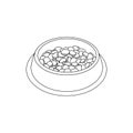 Bowl of food for feed dog and cat pet in doodle style, vector illustration. Animal bowl outline for print and design Royalty Free Stock Photo
