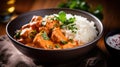 a bowl of food with rice and meat Royalty Free Stock Photo