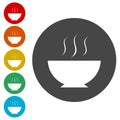 Bowl with food. Warm meal icon