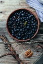 Bowl with forest blueberry just picked and kept unwashed Royalty Free Stock Photo