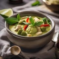 A bowl of fragrant and flavorful Thai green curry with vegetables3