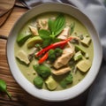 A bowl of fragrant and flavorful Thai green curry with vegetables2