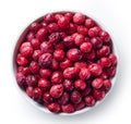 Bowl of freeze dried cranberries
