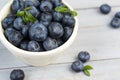 Bowl with fresh blueberries, closeup Royalty Free Stock Photo