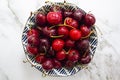 Bowl with fresh cherries with water drops Royalty Free Stock Photo
