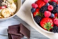 Bowl of fresh fruit. Bblackberries; raspberries; blueberries. Royalty Free Stock Photo