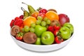 Bowl of fresh fruit isolated on white