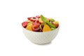 Bowl fresh fruit salad isolated on white background Royalty Free Stock Photo
