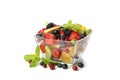 Bowl of fresh fruit salad isolated on background Royalty Free Stock Photo
