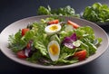 bowl with fresh garden salad isolated on white background, vegetable salad, healthy and vegetarian food concept, Royalty Free Stock Photo