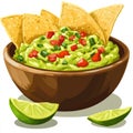 A bowl of fresh guacamole, isolated on a white background, emphasizing Royalty Free Stock Photo