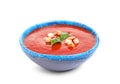 Bowl with fresh homemade tomato soup on white Royalty Free Stock Photo