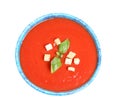 Bowl with fresh homemade tomato soup on white background Royalty Free Stock Photo