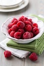 Bowl of fresh raspberries Royalty Free Stock Photo