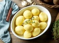 Bowl of fresh raw peeled potatoes Royalty Free Stock Photo