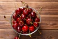 Bowl with fresh red Cherries. Royalty Free Stock Photo