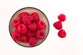 Bowl of Red Raspberries against a white background Royalty Free Stock Photo