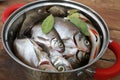 Bowl with fresh river fish