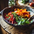 Organic Sizzle Crop in Bowl on Rustic Wooden Table