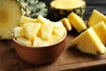 Bowl with fresh sliced pineapple Royalty Free Stock Photo