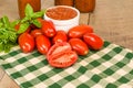 Bowl of fresh tomato sauce with basil Royalty Free Stock Photo