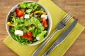 Bowl with fresh vegetable salad on table. Diet food Royalty Free Stock Photo