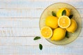 Fresh lemons in a bowl Royalty Free Stock Photo