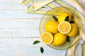 Fresh lemons in a bowl Royalty Free Stock Photo