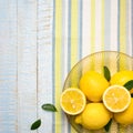 Fresh lemons in a bowl Royalty Free Stock Photo