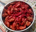 Bowl of freshly boiled crawfish ready for consumption. Royalty Free Stock Photo