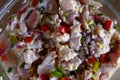 Bowl of freshly made kinilaw na tuna or raw fish salad