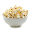 Bowl of freshly popped popcorn, white background, Ai Generated Royalty Free Stock Photo