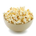 Bowl of freshly popped popcorn, white background, Ai Generated Royalty Free Stock Photo