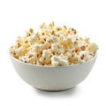 Bowl of freshly popped popcorn, white background, Ai Generated Royalty Free Stock Photo