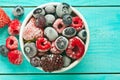 Bowl of frozen berries. Frozen berries Royalty Free Stock Photo