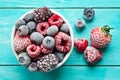 Bowl of frozen berries. Frozen berries