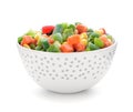 Bowl with frozen vegetables on white background Royalty Free Stock Photo