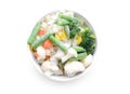 Bowl with frozen vegetables on white background Royalty Free Stock Photo