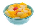 Bowl of fruit cocktail isolated on a white background