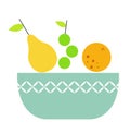 Bowl of fruit flat illustration Royalty Free Stock Photo